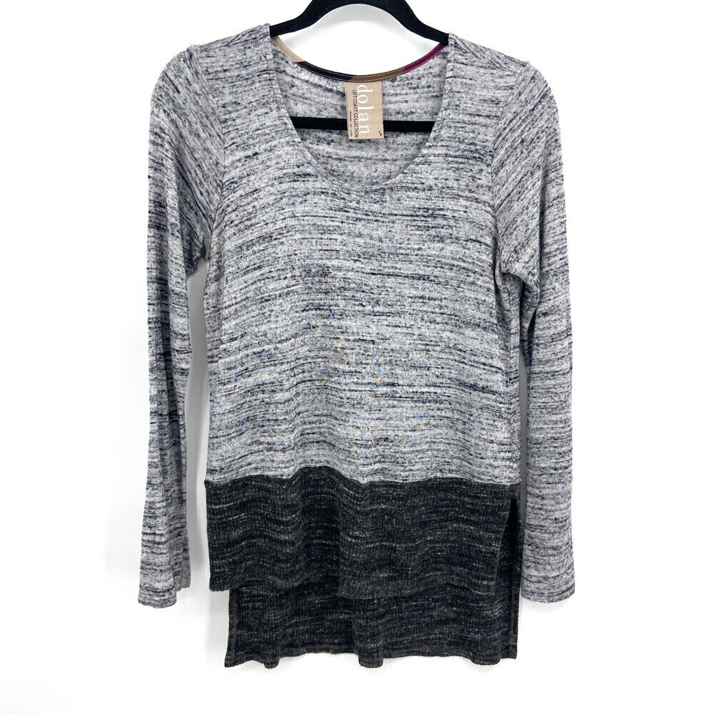 DOLAN Gray Space Dye High Low Long Sleeve Scoop Neck Pullover Sweater Size Small